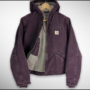 Carhartt WJ141 Dark wine purple Sherpa lined jacket womens